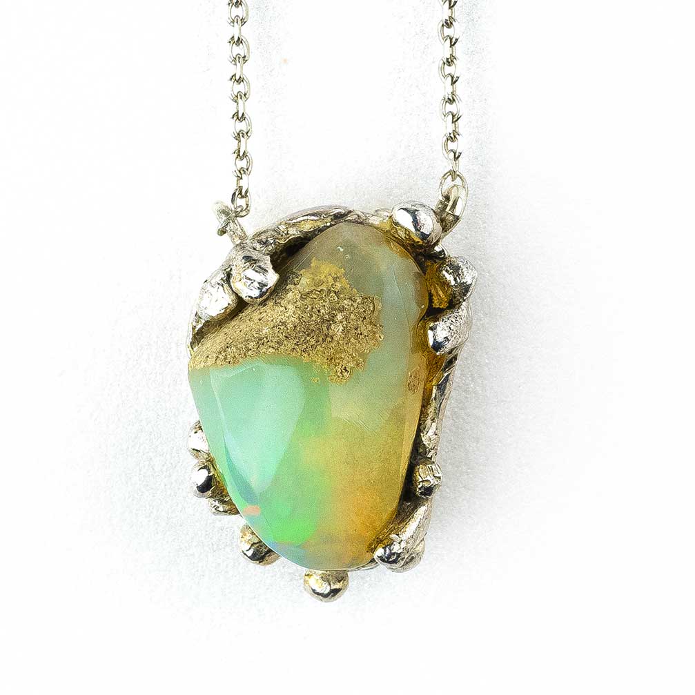 Emerald River Australian Opal Necklace | Opal Pendant | NIXIN